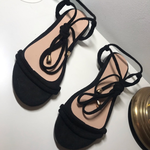 Black Lace-up Flats - Picture 2 of 4